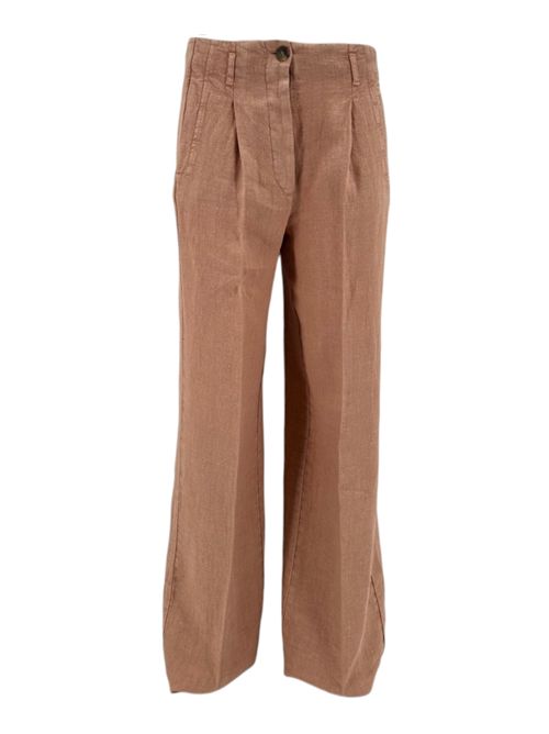 Women's wide trousers in peach linen Kiltie | NEW ARLES-T4502309